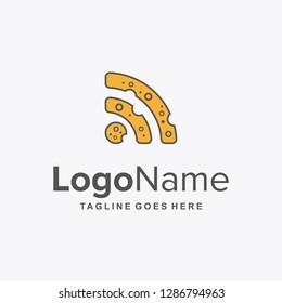 unique cheese with connection for food simple logo designs