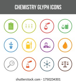 Unique chemistry vector glyph icon set