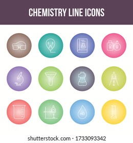 Unique chemistry vector line icon set