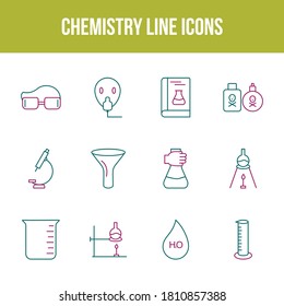 Conjunto de iconos de línea vectorial de química única
