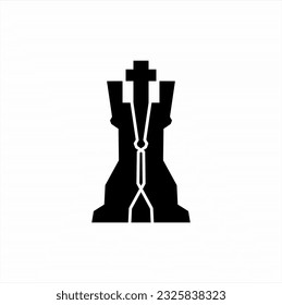 Unique chess rook logo design with cross.