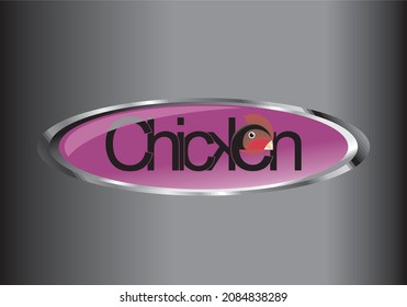 Unique chicken 3d sticker style logo design
