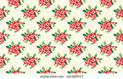Unique Christmas floral pattern background, with beautiful leaf and red flower design.
