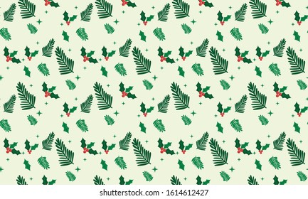 unique Christmas floral pattern, on leaf flower modern drawing.