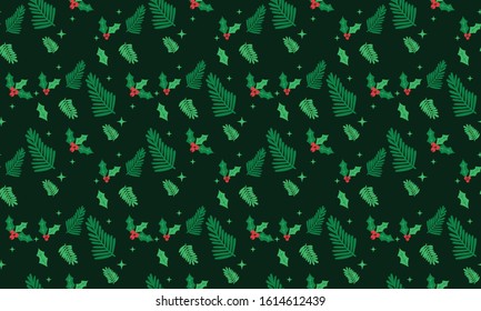 unique Christmas floral pattern, on leaf flower modern drawing.