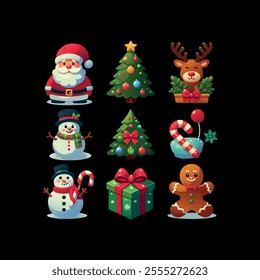 unique christmas set icon vector