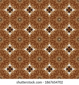 Motivos de círculo únicos en Bantul batik con buen diseño de color marrón.