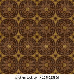 Unique circle patterns design on Central Java batik with beautiful blend color concept.