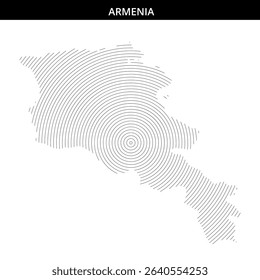 Unique circular line design depicting the map of Armenia
