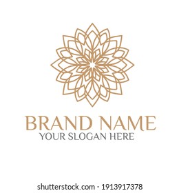 Ilustración de logotipo de Circular única. Icono plano de Mandala para su negocio. Ayurveda, spa, identidad de la empresa de yoga. Publicidad o inicio web diseño de símbolos zen. Estilo de azulejos marroquí. Signo aislado del vector.