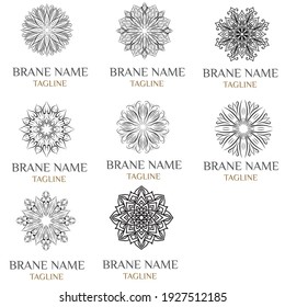 Unique Circular logo illustration. Mandala flat icon for your business. Ayurveda, spa, yoga company identity. Advertising or web startup zen symbol design. Moroccan tile style. Vector isolated sign.