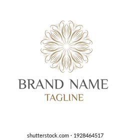 Ilustración de logotipo de Circular única. Icono plano de Mandala para su negocio. Ayurveda, spa, identidad de la empresa de yoga. Publicidad o inicio web diseño de símbolos zen. Estilo de azulejos marroquí. Signo aislado del vector.