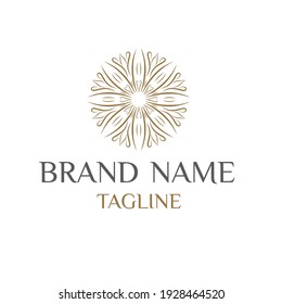 Unique Circular logo illustration. Mandala flat icon for your business. Ayurveda, spa, yoga company identity. Advertising or web startup zen symbol design. Moroccan tile style. Vector isolated sign.