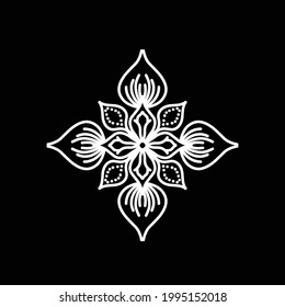 Unique Circular logo illustration. Mandala flat icon for your business. Ayurveda, spa, yoga company identity. Advertising or web startup zen symbol design. Moroccan tile style. Vector isolated sign.