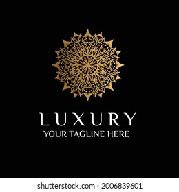 Unique Circular logo illustration. Mandala flat icon for your business. Ayurveda, spa, yoga company identity. Advertising or web startup zen symbol design. Moroccan tile style. Vector isolated sign.