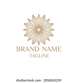 Unique Circular logo illustration. Mandala flat icon for your business. Ayurveda, spa, yoga company identity. Advertising or web startup zen symbol design. Moroccan tile style. Vector isolated sign.