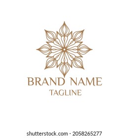 Unique Circular logo illustration. Mandala flat icon for your business. Ayurveda, spa, yoga company identity. Advertising or web startup zen symbol design. Moroccan tile style. Vector isolated sign.