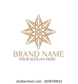 Unique Circular logo illustration. Mandala flat icon for your business. Ayurveda, spa, yoga company identity. Advertising or web startup zen symbol design. Moroccan tile style. Vector isolated sign.