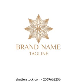 Unique Circular logo illustration. Mandala flat icon for your business. Ayurveda, spa, yoga company identity. Advertising or web startup zen symbol design. Moroccan tile style. Vector isolated sign.