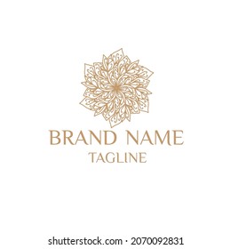 Unique Circular logo illustration. Mandala flat icon for your business. Ayurveda, spa, yoga company identity. Advertising or web startup zen symbol design. Moroccan tile style. Vector isolated sign.