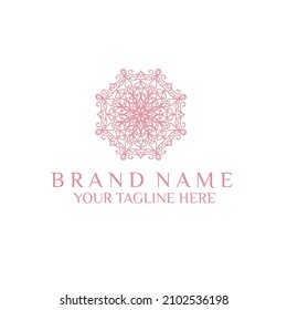 Unique Circular logo illustration. Mandala flat icon for your business. Ayurveda, spa, yoga company identity. Advertising or web startup zen symbol design. Moroccan tile style. Vector isolated sign.