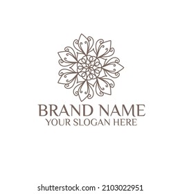 Unique Circular logo illustration. Mandala flat icon for your business. Ayurveda, spa, yoga company identity. Advertising or web startup zen symbol design. Moroccan tile style. Vector isolated sign.