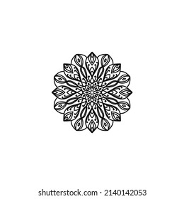 Unique Circular logo illustration. Mandala flat icon for your business. Ayurveda, spa, yoga company identity. Advertising or web startup zen symbol design. Moroccan tile style. Vector isolated sign.