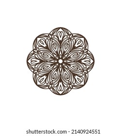Unique Circular logo illustration. Mandala flat icon for your business. Ayurveda, spa, yoga company identity. Advertising or web startup zen symbol design. Moroccan tile style. Vector isolated sign.
