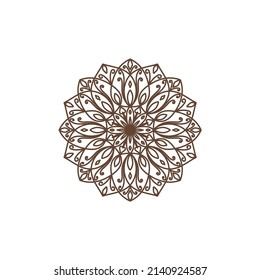 Unique Circular logo illustration. Mandala flat icon for your business. Ayurveda, spa, yoga company identity. Advertising or web startup zen symbol design. Moroccan tile style. Vector isolated sign.