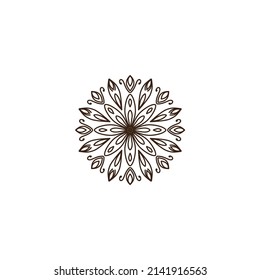 Unique Circular logo illustration. Mandala flat icon for your business. Ayurveda, spa, yoga company identity. Advertising or web startup zen symbol design. Moroccan tile style. Vector isolated sign.
