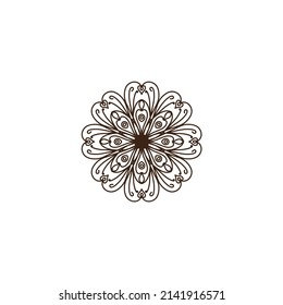 Ilustración de logotipo de Circular única. Icono plano de Mandala para su negocio. Ayurveda, spa, identidad de la empresa de yoga. Publicidad o inicio web diseño de símbolos zen. Estilo de azulejos marroquí. Signo aislado del vector.