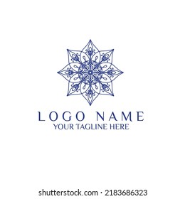 Ilustración de logotipo de Circular única. Icono plano de Mandala para su negocio. Ayurveda, spa, identidad de la empresa de yoga. Publicidad o inicio web diseño de símbolos zen. Estilo de azulejos marroquí. Signo aislado del vector.