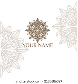 Unique Circular logo illustration. Mandala flat icon for your business. Ayurveda, spa, yoga company identity. Advertising or web startup zen symbol design. Moroccan tile style. Vector isolated sign.