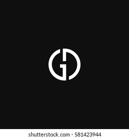 Unique circular shape connected stylish black and white GD DG G D initial based icon logo 