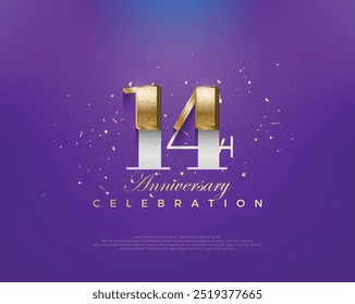 Unique classic number 14th, for an anniversary celebration with a luxurious design. Premium vector for poster, banner, celebration greeting.