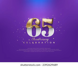 Unique classic number 65th, for an anniversary celebration with a luxurious design. Premium vector for poster, banner, celebration greeting.