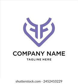 Logo único y limpio sobre las letras FF y el amor. inspiración de diseño, Vector