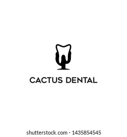 Unique, clean, modern and elegant logo design illustration inspiration with tooth and cactus for a dental company