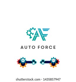 Unique, clean, modern and elegant logo design illustration inspiration with gera, initial A and F for automotive