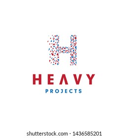 Unique, clean, modern and elegant logo design illustration inspiration with initial H, rock, and tech icon for technology, internet, computer, startup, etc