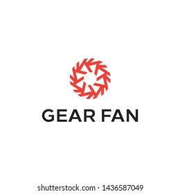 Unique, clean, modern and elegant logo design illustration inspiration with gear and fan for a mechanic, sport, automotive, engineering, technology, industrial, outdoor, etc