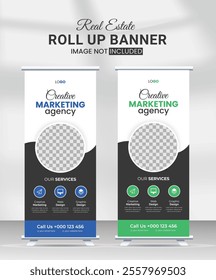 unique clear simple and clean modern corporate business roll up pull up x banner design template
