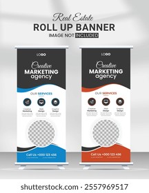 unique clear simple and clean modern corporate business roll up pull up x banner design template