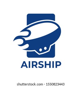 unique clever Airship with fire shape logo design