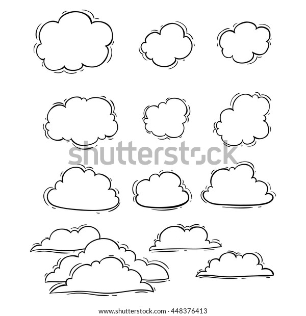 Unique Clouds Collection Using Doodle Art Stock Vector (Royalty Free ...