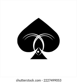 Unique club poker logo. Ace vector design illustration with fish.