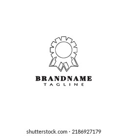 unique cockade with ribbon logo cartoon icon design template black modern isolated vector illustration