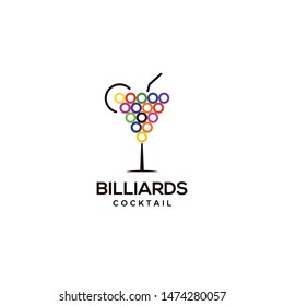 unique cocktail glass forming billiard balls or grape logo design vector icon illustration inspiration