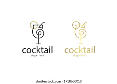 Unique Cocktail Logo Concept Vector