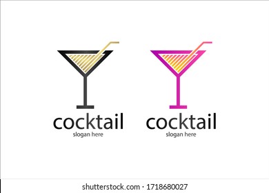 Unique cocktail logo concept vector